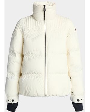 Moncler Anglins Leaf Embroidered Hooded Insulated Ski Jacket - Natural