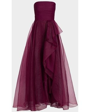 THEIA Teresa Draped Strapless Gown - Purple