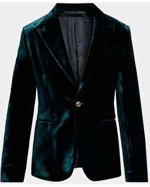 Versace Apos;S Peak Lapel Velvet Evening Jacket - Blue