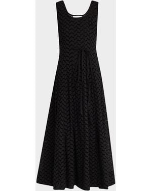 Merlette Olea Eyelet-Embroidered Cotton Midi Dress - Black