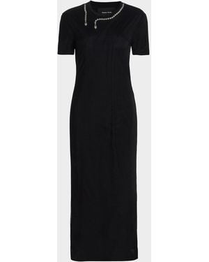 Simone Rocha Layered Liquid Cotton Midi T-Shirt Dress - Black