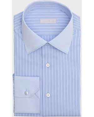 Stefano Ricci Cotton Tonal Stripe Dress Shirt - Blue