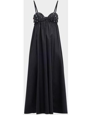 Ulla Johnson Harlan Beaded Empire-Waist Dress - Blue