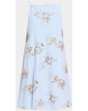 AKNVAS D & Apos;Orsay Embellished Poplin Dress - Blue