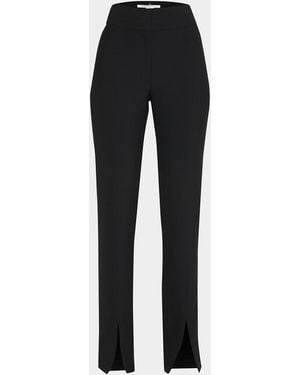 Veronica Beard Paula Slim Straight Pants With Split Hem - Black
