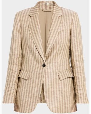 Brunello Cucinelli Sparkling Striped Single-Breasted Jacket - Natural