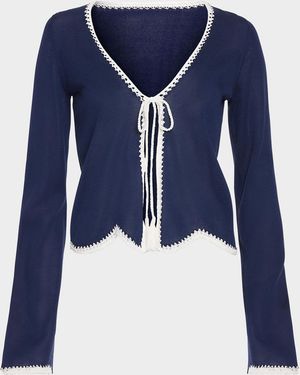 Ramy Brook Tara Crochet-Trim Cardigan - Blue