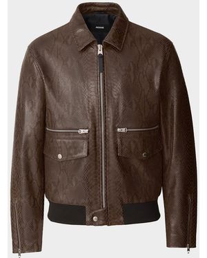 Mackage Apos;S Jakari Snake Pattern Leather Zip Jacket - Brown