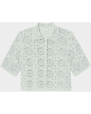 FRAME Crochet Cotton Boxy-Fit Top - White