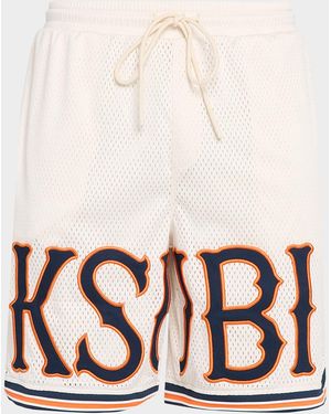 Ksubi Apos;S Bolter Logo Applique Mesh Drawstring Shorts - Natural