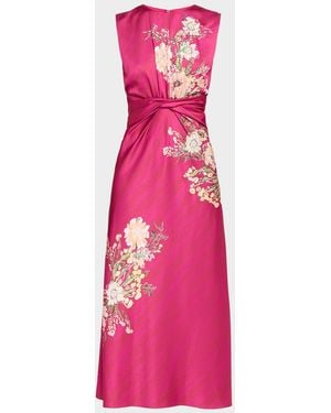Saloni Gwen Silk Midi Dress - Pink