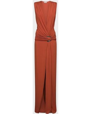 Et Ochs Jil Plunging Draped Column Gown - White