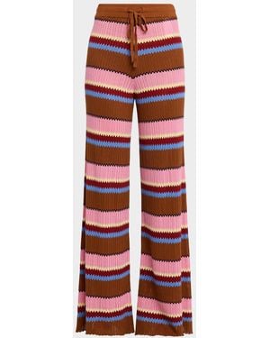 Guest In Residence Palazzo Rib Striped Pants - Red