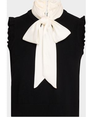 Cinq À Sept Chiara Bow-Neck Knit Sleeveless Top - Black