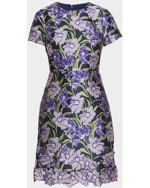 THEIA Serenza Jacquard Mini Dress - Blue