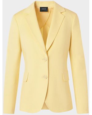 Akris Daigon Single-Breasted Cashmere Blazer Jacket - Yellow