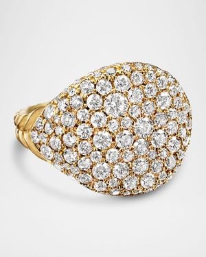 David Yurman Chevron Pave Pinky Ring With Diamonds - White