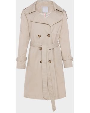 Gorski Lightweight Belted Double-Breasted Trench Coat - Natural
