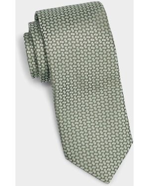 Canali Apos;S Geometric Woven Silk Tie - Green