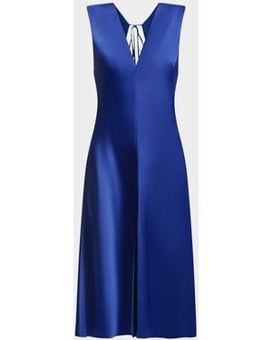 BCBGMAXAZRIA Leha Cut-Out Satin Midi Dress - Blue