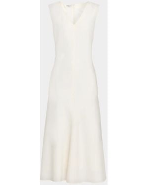 Brunello Cucinelli Sleeveless Fluid Stretch Wool Midi Dress - White