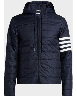 Thom Browne Apos;S Lightweight Quilted Ripstop Hooded Liner Jacket - Blue