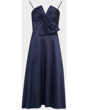 Aidan Mattox Strapless Bow-Front Stretch Mikado Midi Dress - Blue