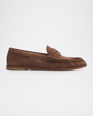 Stuart Weitzman Spencer Suede Penny Loafers - Brown