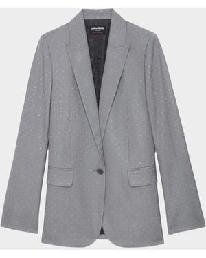 Zadig & Voltaire Valse Embellished Single-Breasted Blazer - Gray
