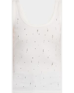 Generation Love Evita Embellished Rib-Knit Jersey Tank Top - White