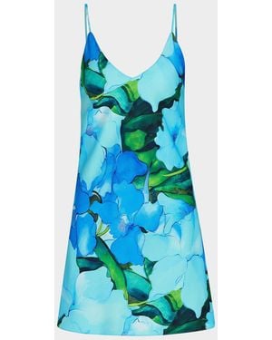 Natori Isla Low-Back Floral Chemise - Blue