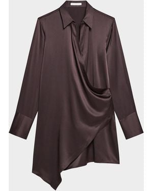 Helmut Lang Silk Wrap Shirtdress - Brown