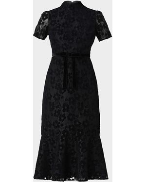 Shoshanna Pierre Bow-Front Lace Mermaid Midi Dress - Black