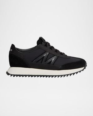 Moncler Pacey2 Suede And Nubuck Low-Top Sneakers - Black