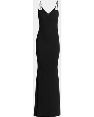 Tom Ford Strappy Satin Back Crepe Maxi Dress - Black