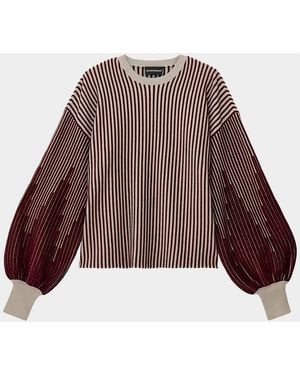 Emporio Armani Striped Drop-Shoulder Crewneck Sweater - Red
