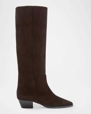 Aeyde Medea Suede Knee-High Boots - Brown