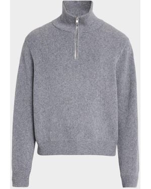FRAME Apos;S Wool And Cotton Quarter-Zip Sweater - Gray