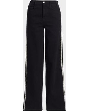 Generation Love Erika Crystal-Embellished High-Rise Wide-Leg Jeans - Blue