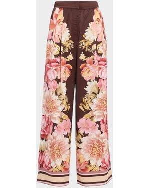 MISA Los Angles Lemor Pleated Floral Pants - Red