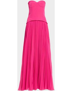 As It May Odette Strapless Crepe & Pleated Chiffon Gown - Pink