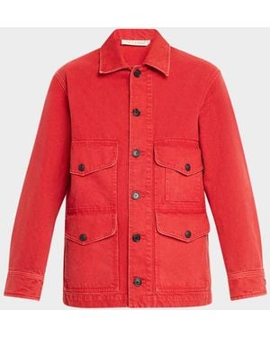 Nili Lotan Leroy Cotton Twill Utility Jacket - Red