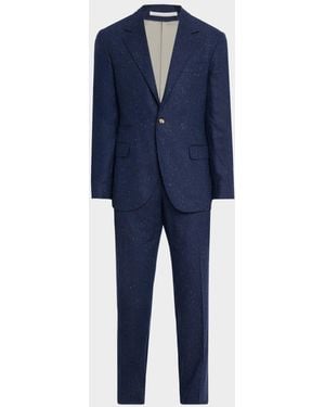 Brunello Cucinelli Wool And Cashmere Flecked Two-Piece Suit - Blue