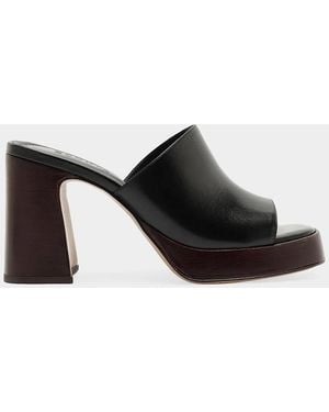 SCHUTZ SHOES Rowan 95Mm Leather Block-Heel Mules - Black