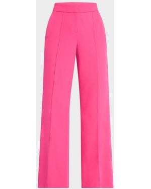 MILLY Nash High-Rise Wide-Leg Cady Pants - White