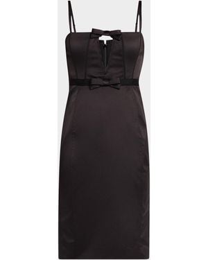 AKNVAS Carmen Sleeveless Satin Bow Dress - Black