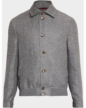 Brunello Cucinelli Apos;S Silk, Wool And Linen Blouson - Gray