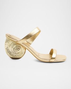 Jonathan Simkhai 75Mm Marion Metallic Leather Oyster Mule Sandals