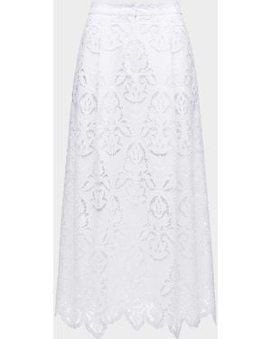 Toccin Stacy Embroidered Midi Skirt - White