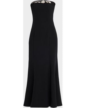 Shoshanna Phillippa Embellished Crepe Strapless Gown - Black